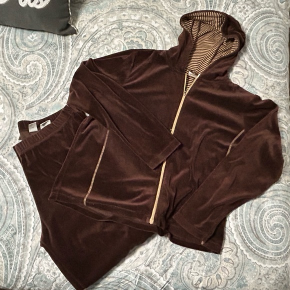 Vintage 90’s Brown Velour Jogging Lounge Set‎ Erika XL